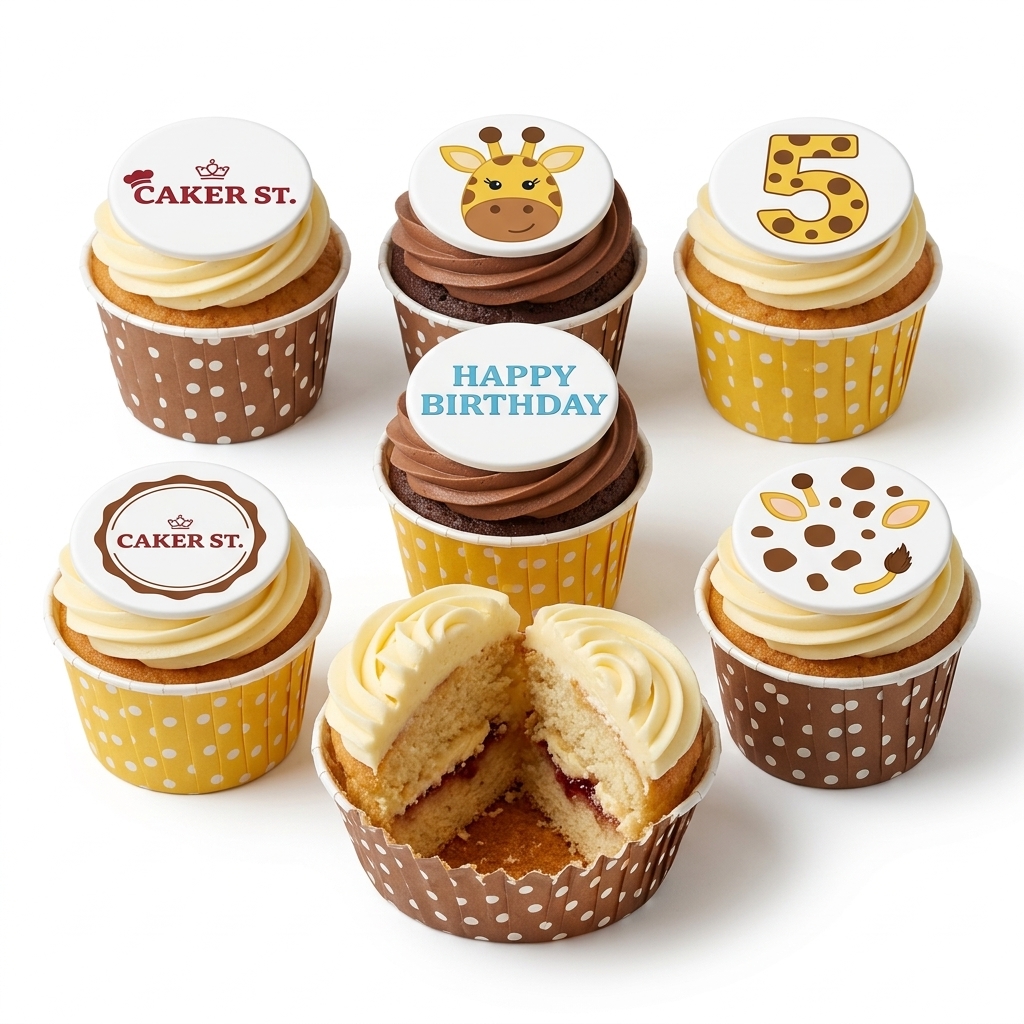 Giraffe Theme Kids Birthday Cupcakes