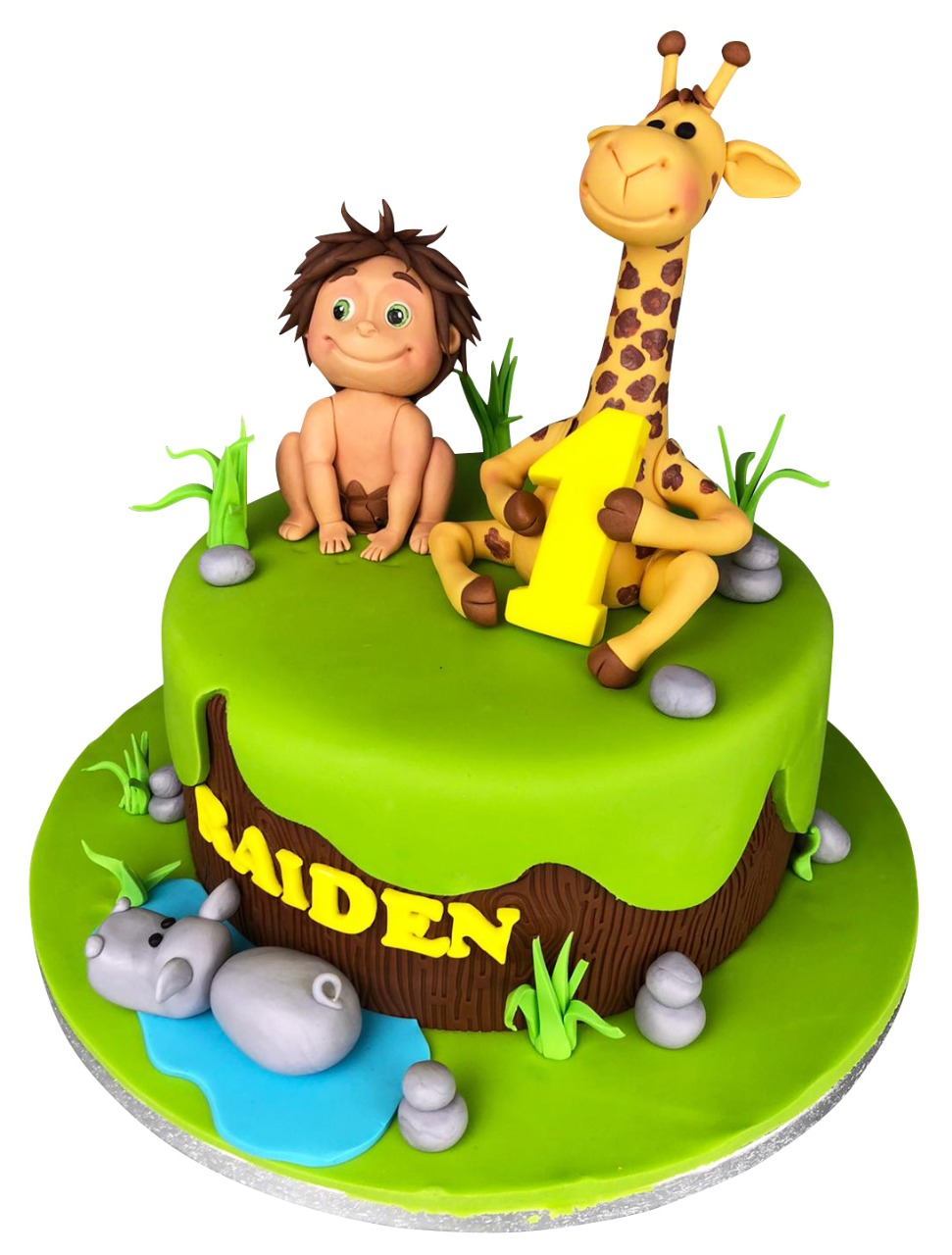 Giraffe and Arlo Topped Jungle Theme Birthday Cake for Kids