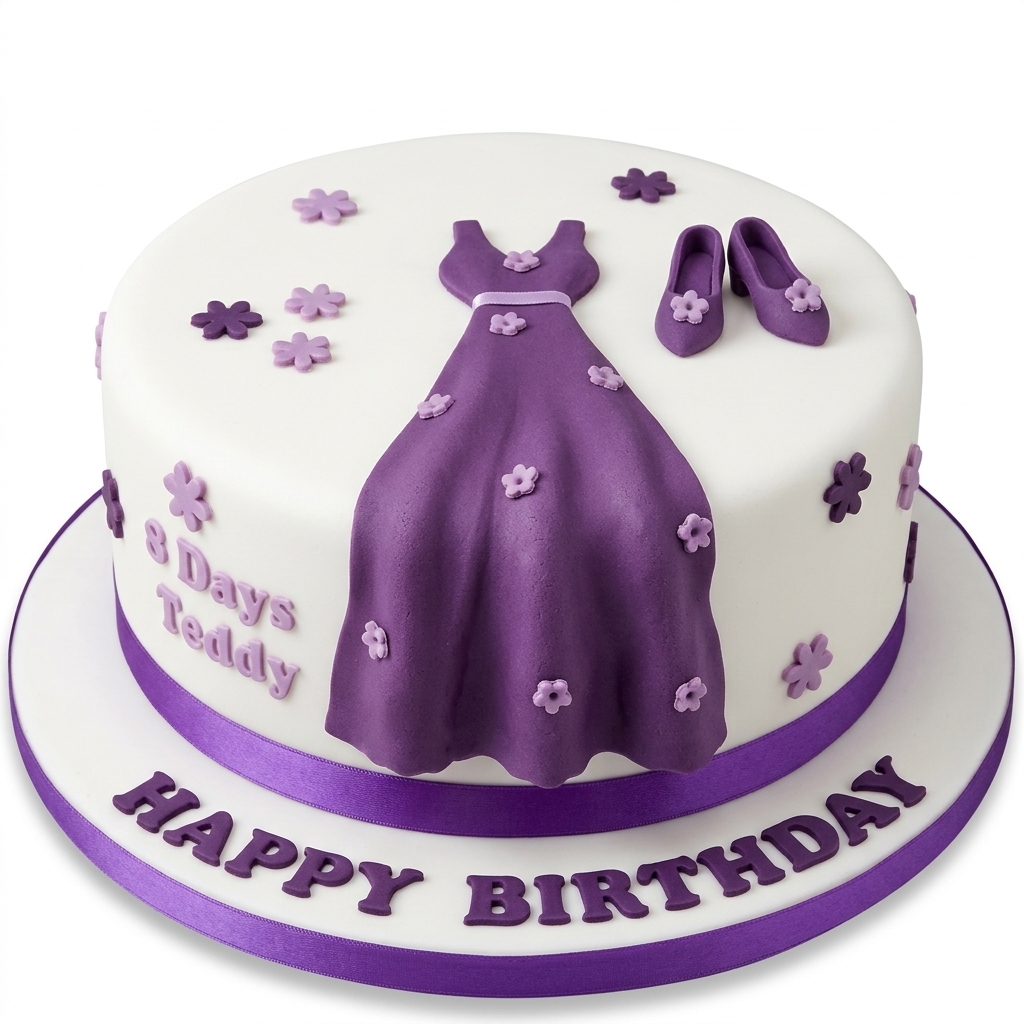 Purple Dress & Shoes Fashion Birthday Cake