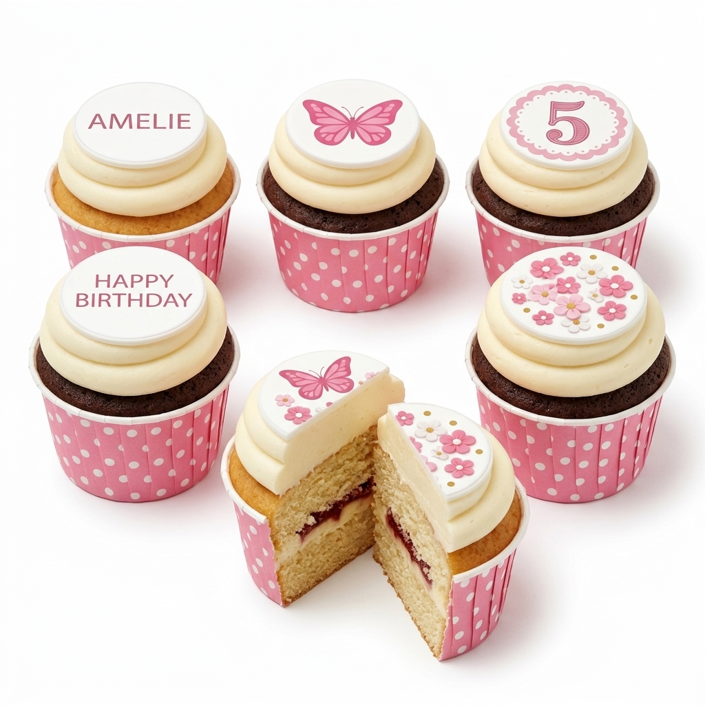 Girls Butterfly & Floral Birthday Cupcakes