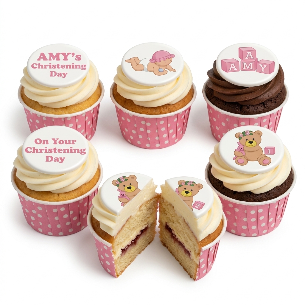 Personalised Baby Girl Christening Cupcakes