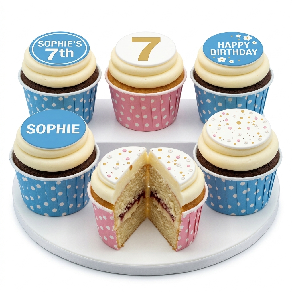 Personalised Kids Birthday Cupcakes with Custom Age