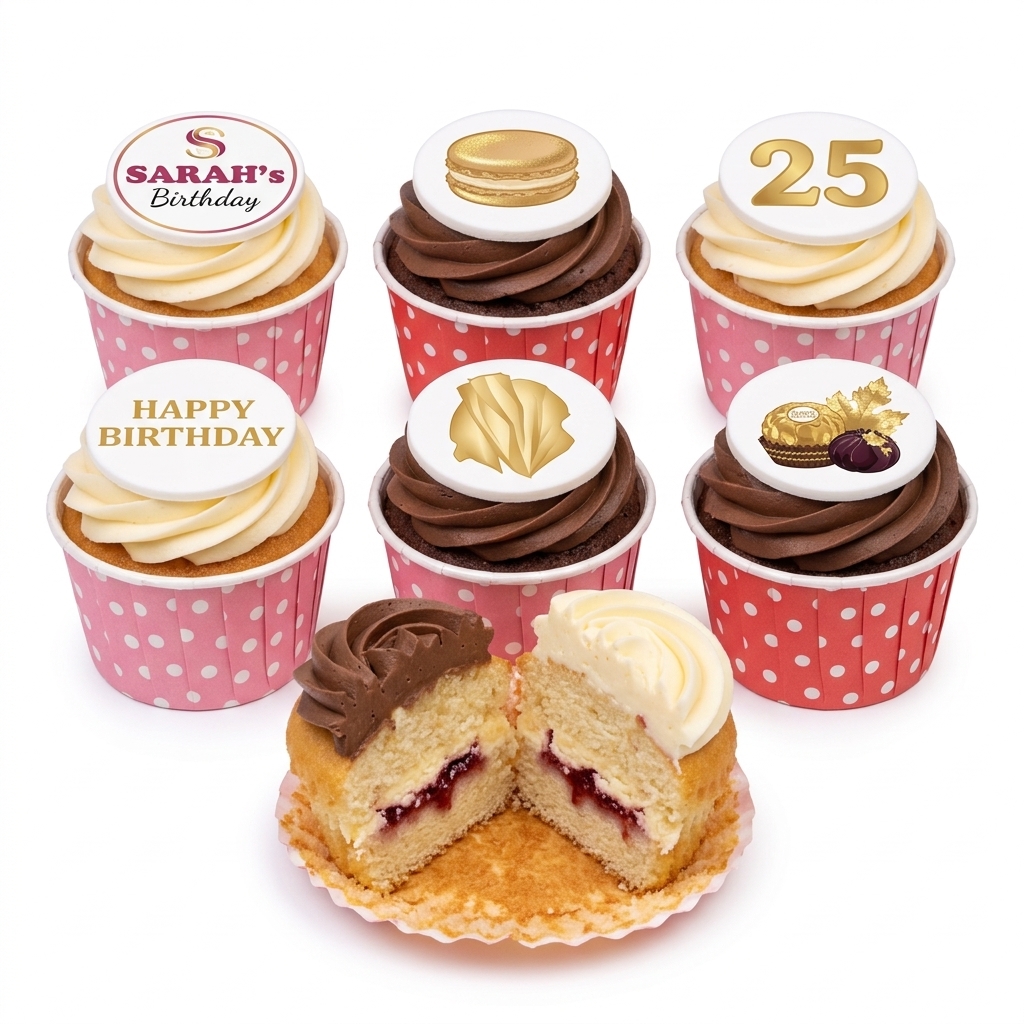 Elegant Birthday Cupcakes For Her with Custom Toppers