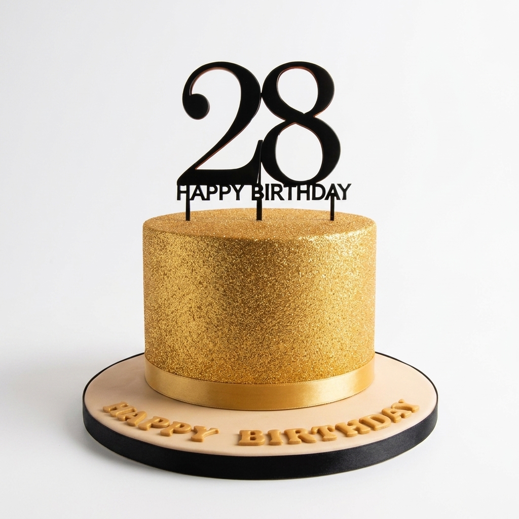 Gold Glitter Custom Age Birthday Cake
