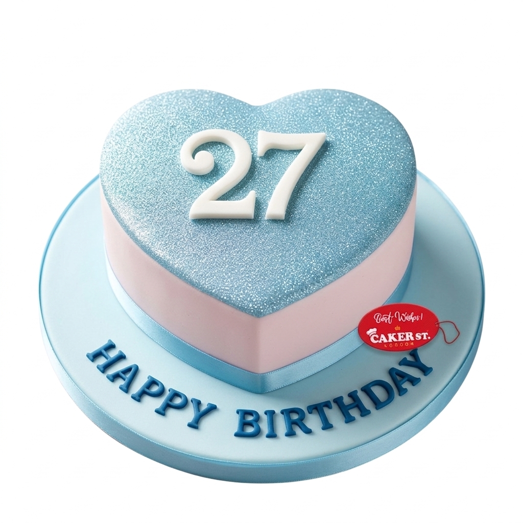 Heart Glitter Birthday Cake for Her with Custom Age