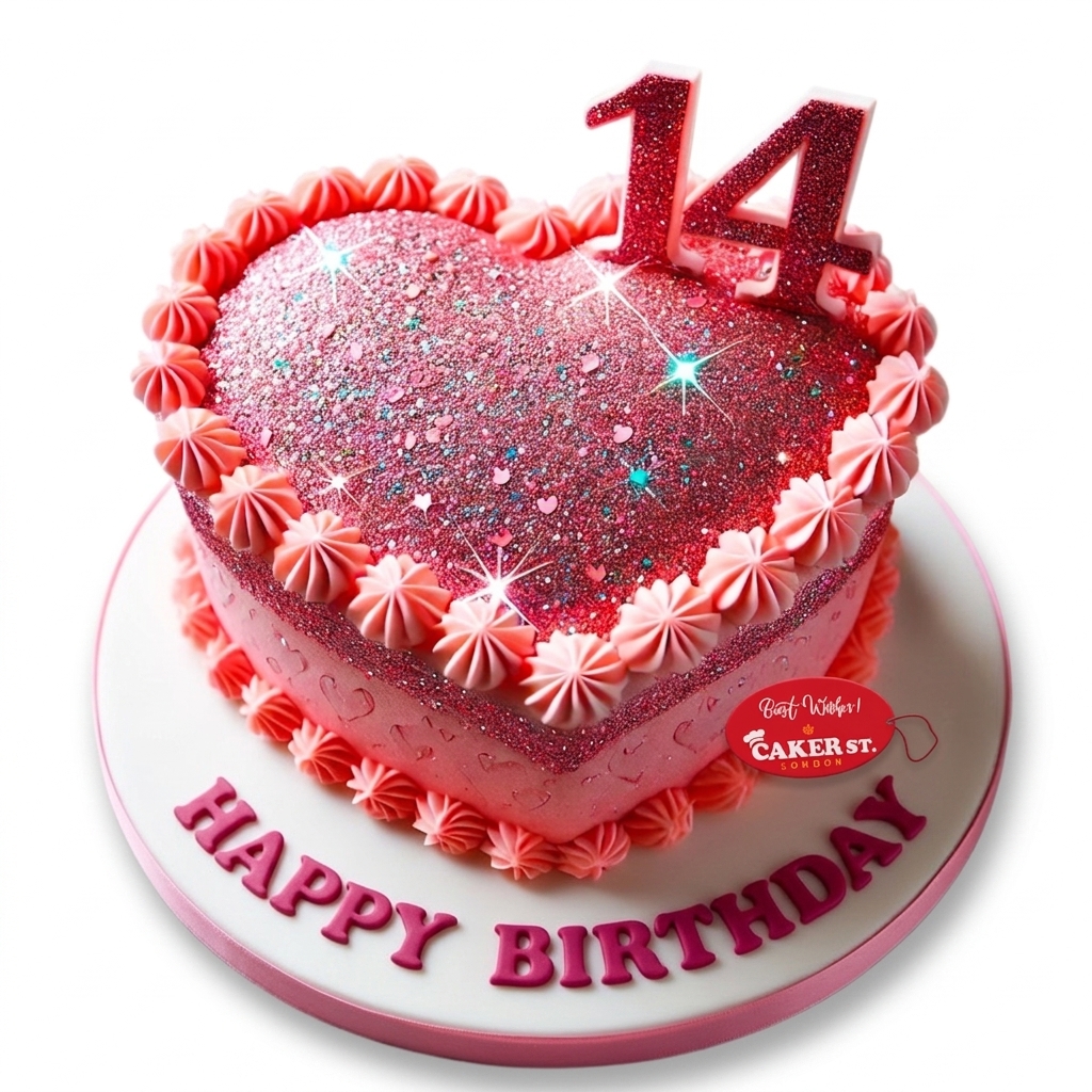 Heart Shaped Glitter Birthday Cake