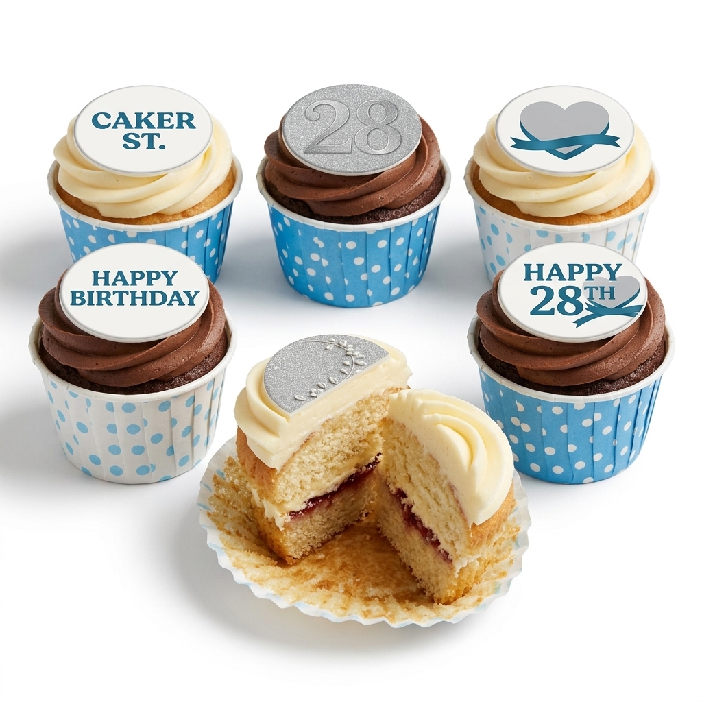 Custom Age Birthday Cupcakes with Silver Toppers