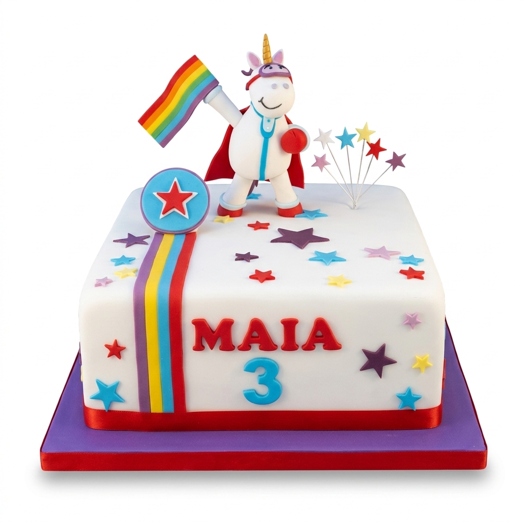 Superhero Unicorn Rainbow Kids Birthday Cake