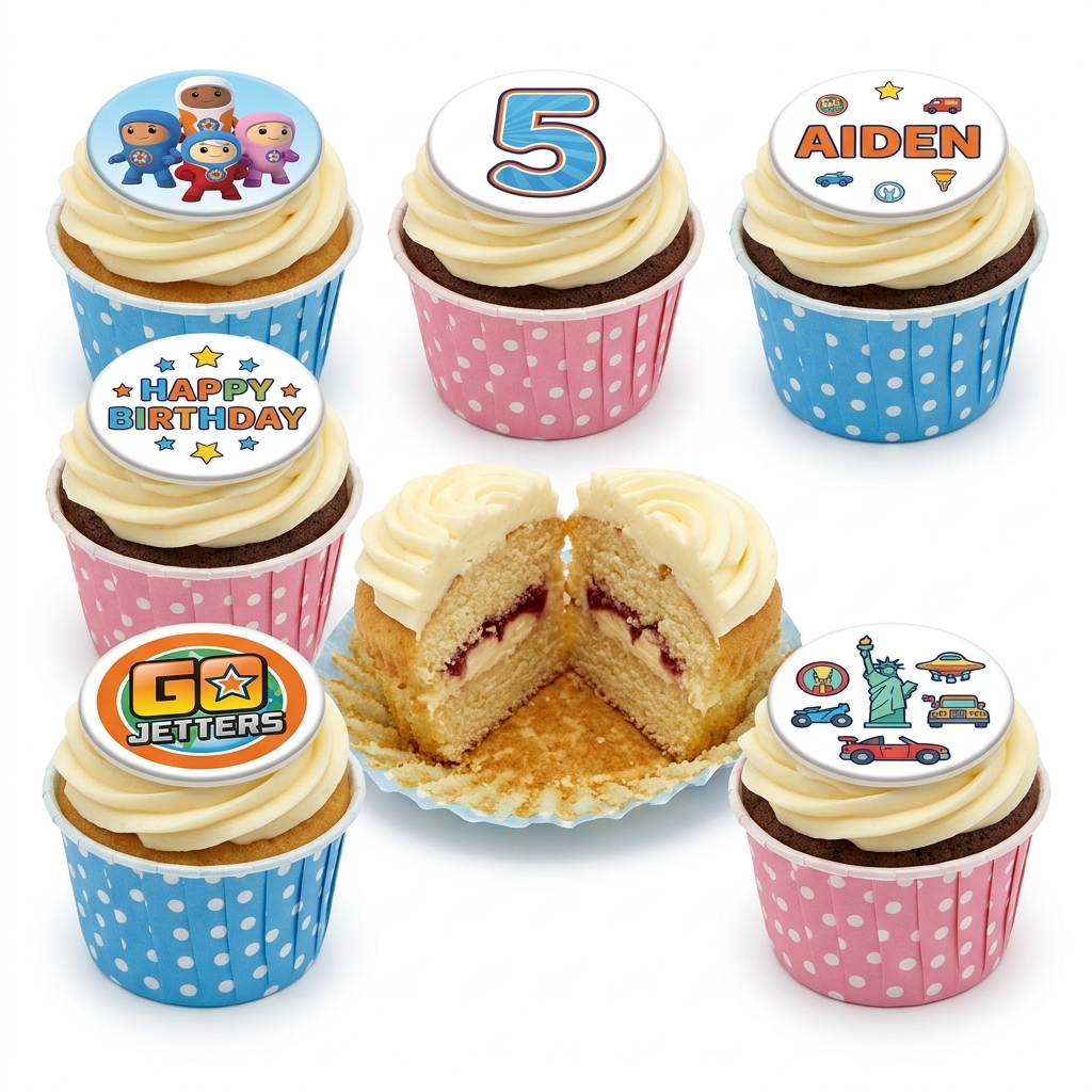 Go Jetters Kids Birthday Cupcakes with Custom Toppers