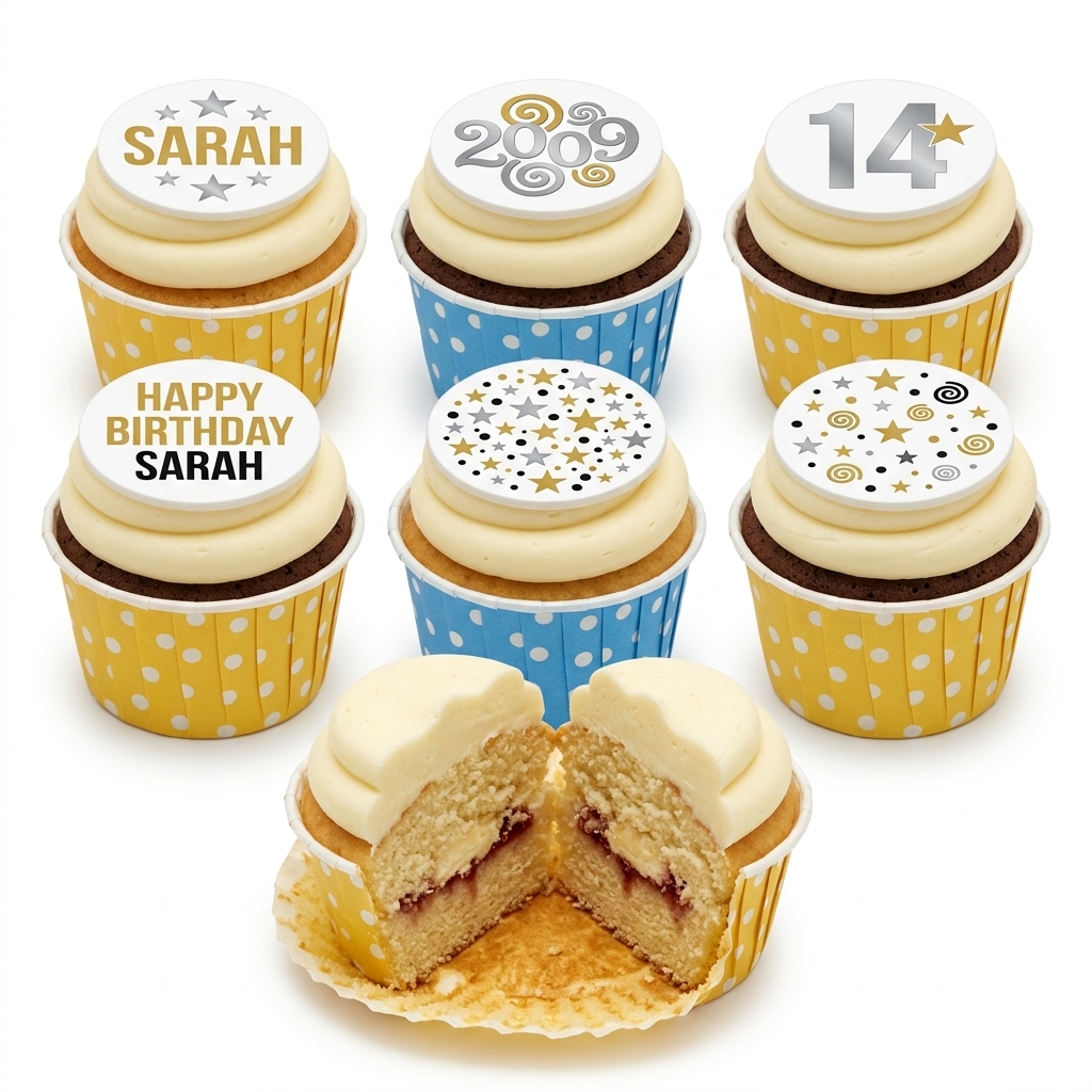 Stars and Swirls Custom Birthday Cupcakes