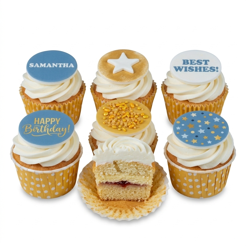 Festive Star & Sprinkle Birthday Cupcakes