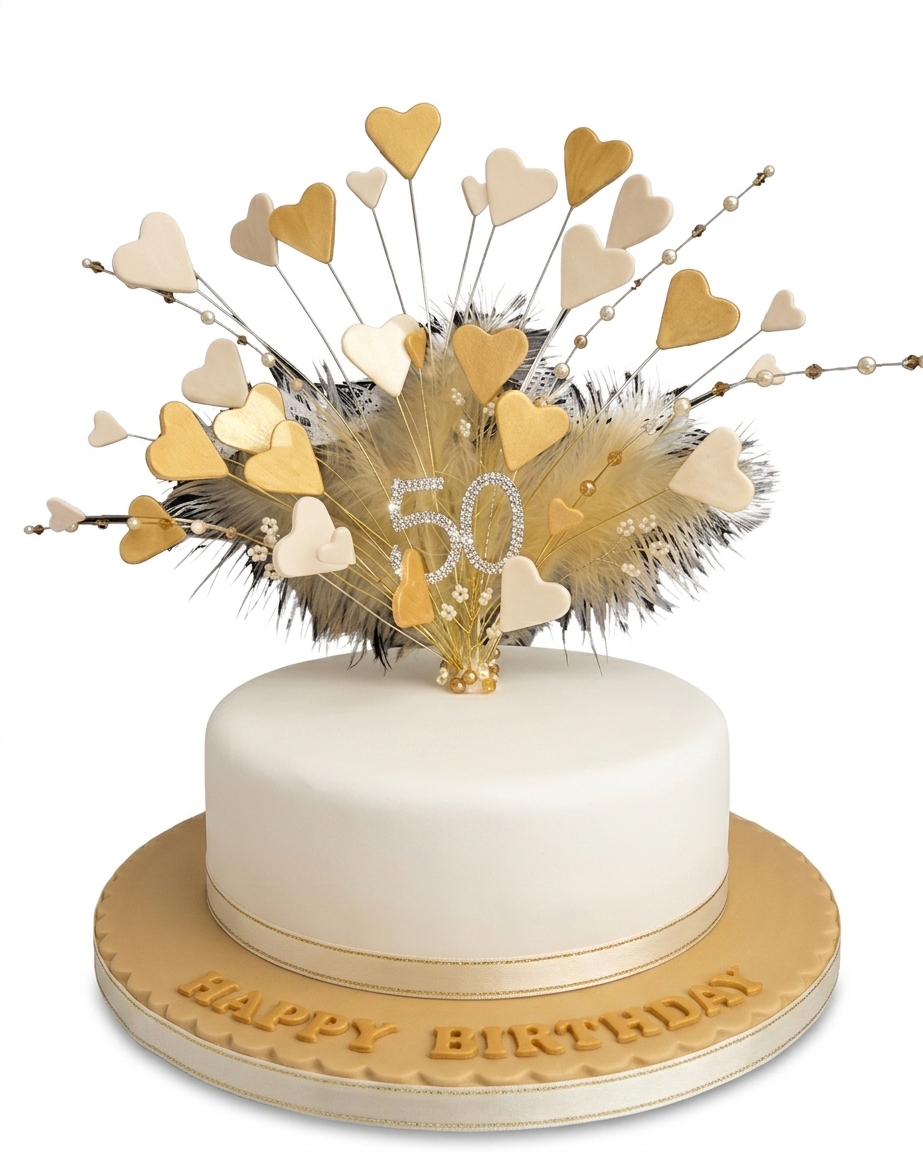 Elegant Hearts Birthday Cake for Her
