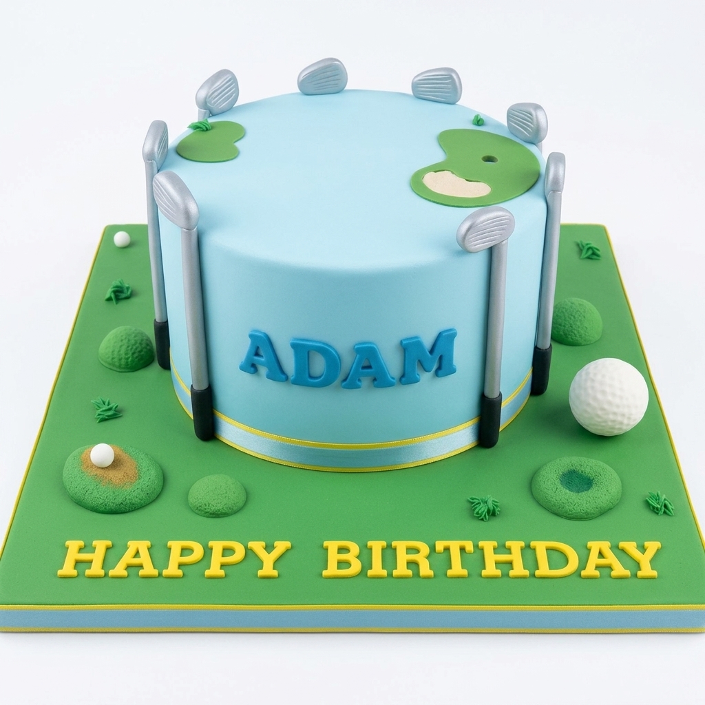Personalised Golf Theme Birthday Cake