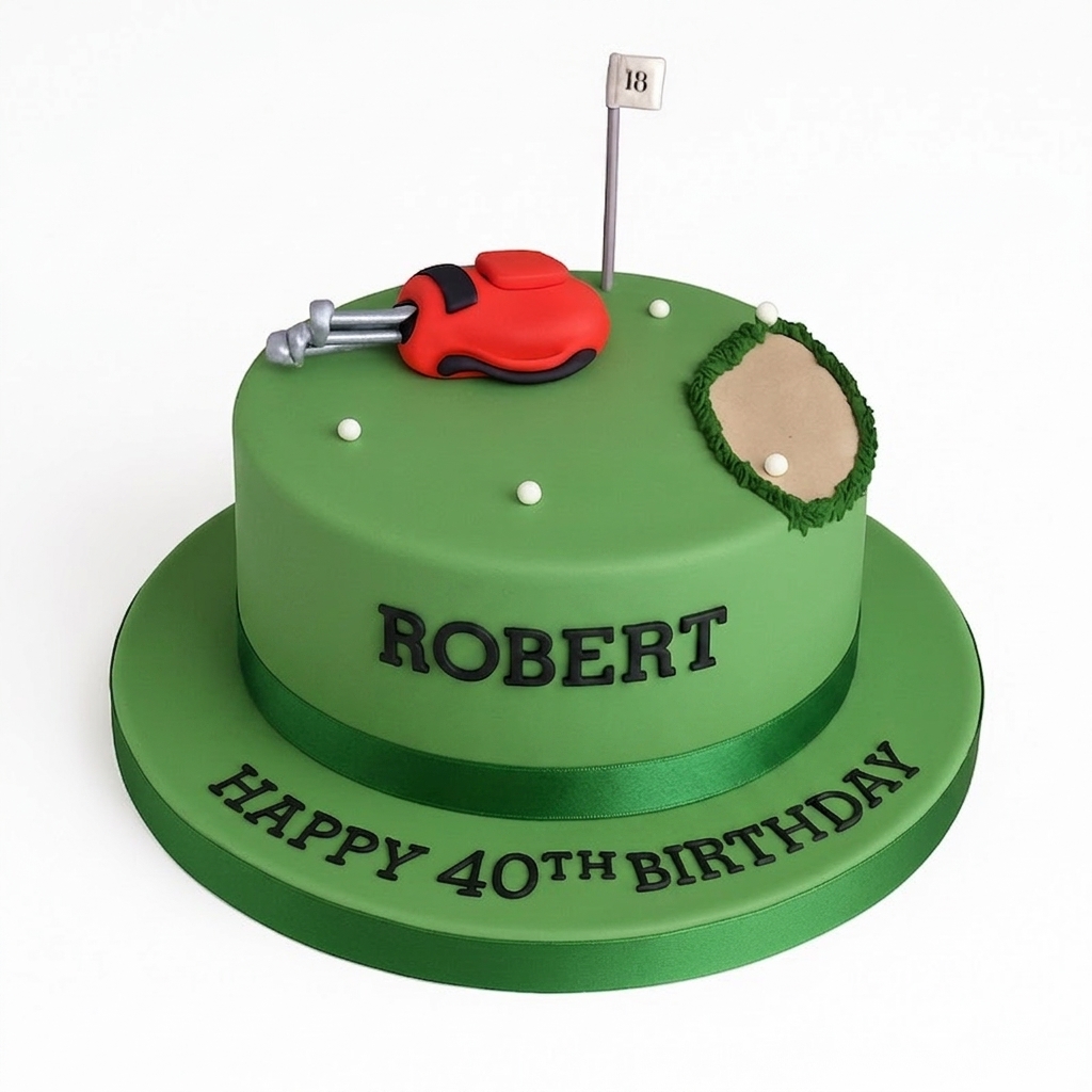 Golf Course Birthday Cake with Personalised Name & Age