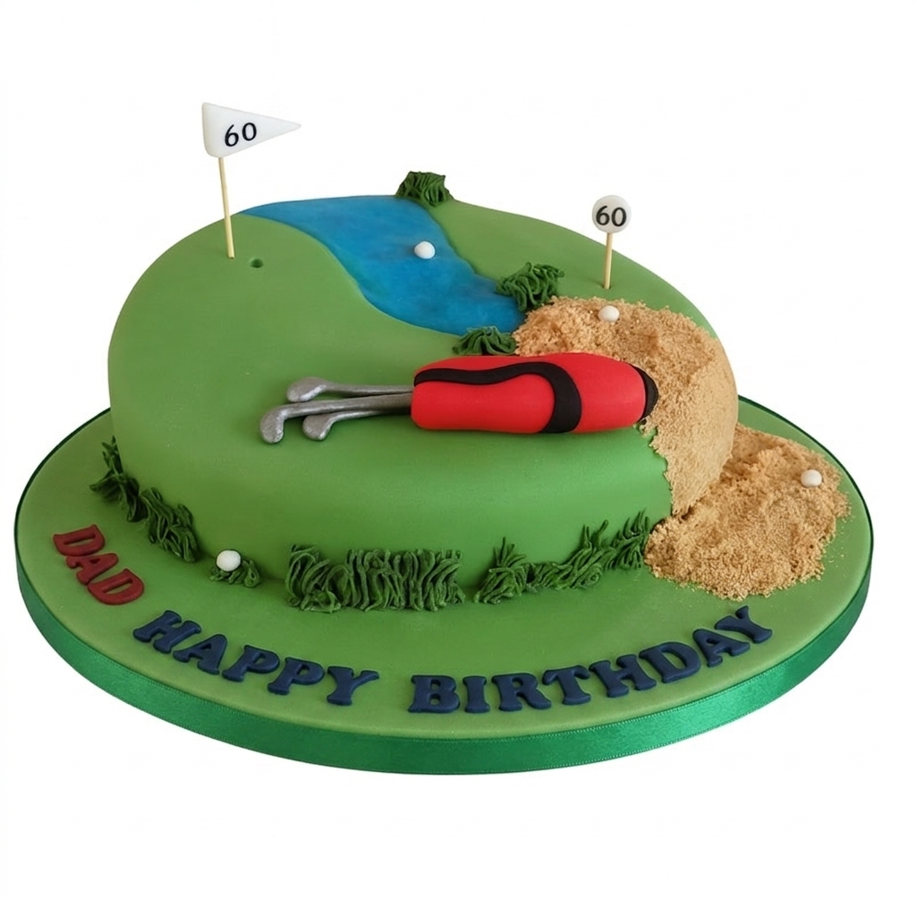 Golf Theme Birthday Cake with Custom Age