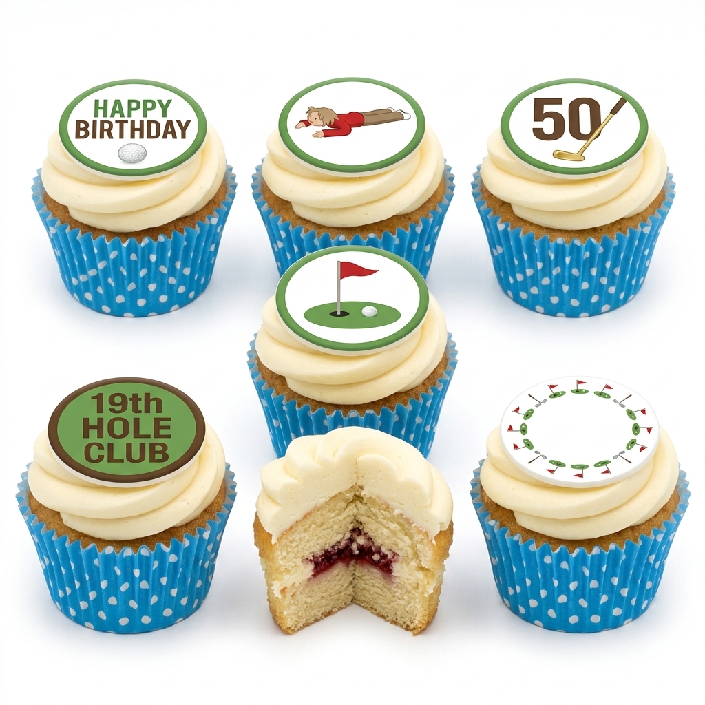 Golf Theme Birthday Cupcakes | Custom Age Topper