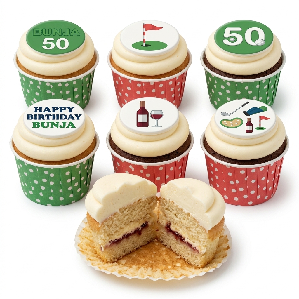 Golf Theme Birthday Cupcakes with Custom Age Topper