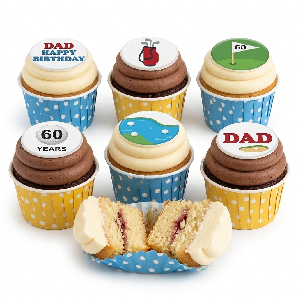 Golf Theme Birthday Cupcakes for Him with Custom Age