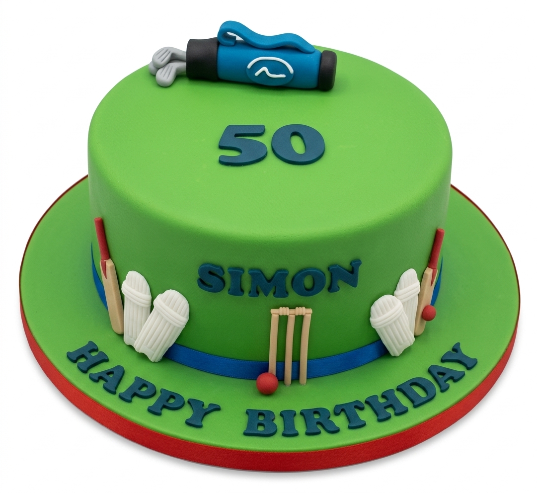 Cricket & Golf Sports Theme Birthday Cake