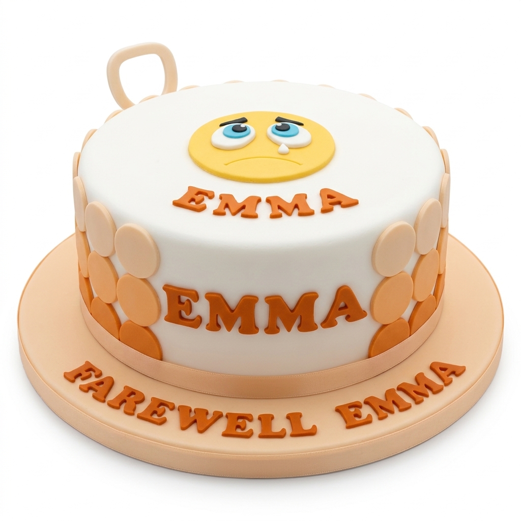 Personalised Farewell Cake with Crying Emoji Design