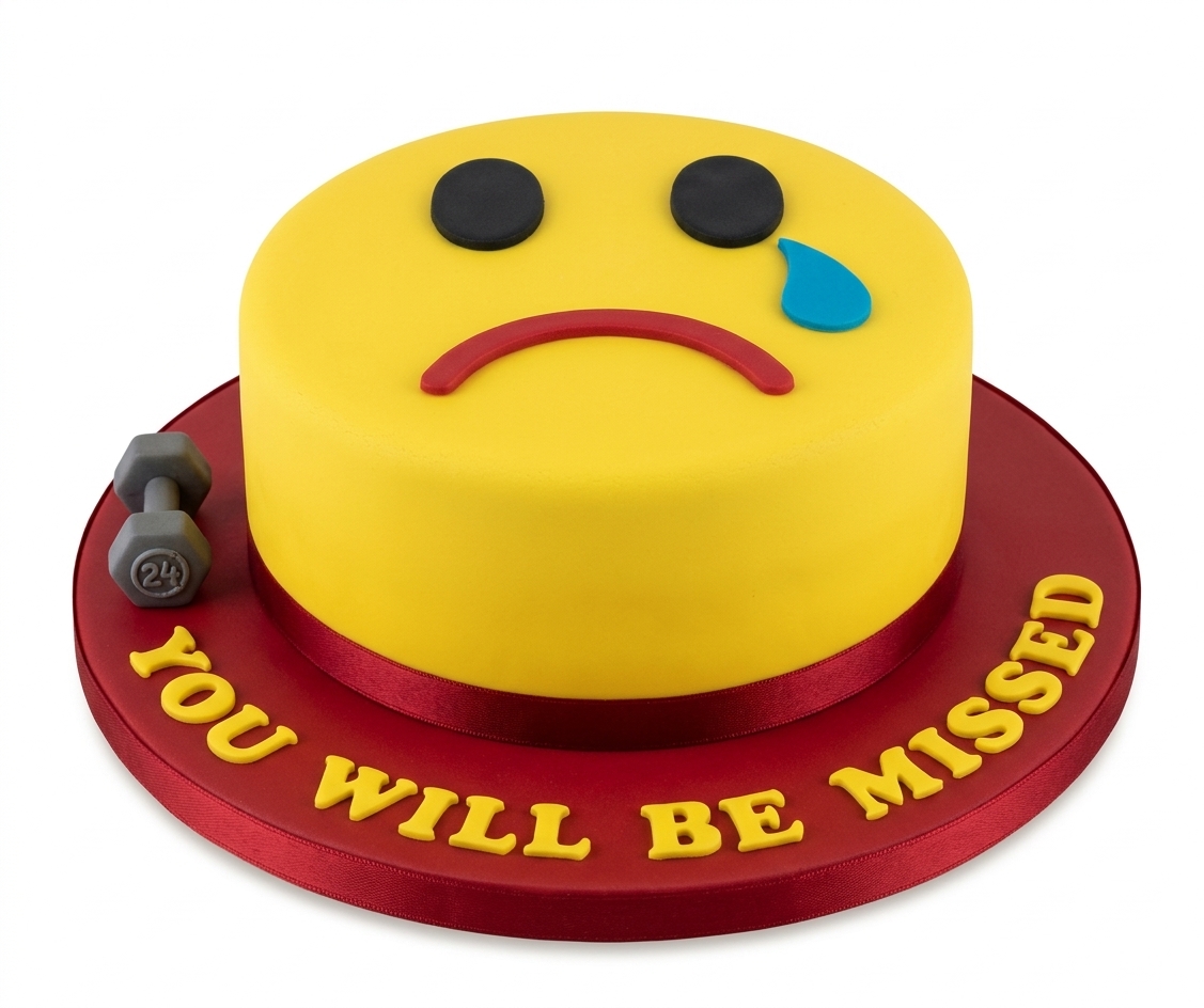 Sad Emoji Gym Theme Leaving Cake