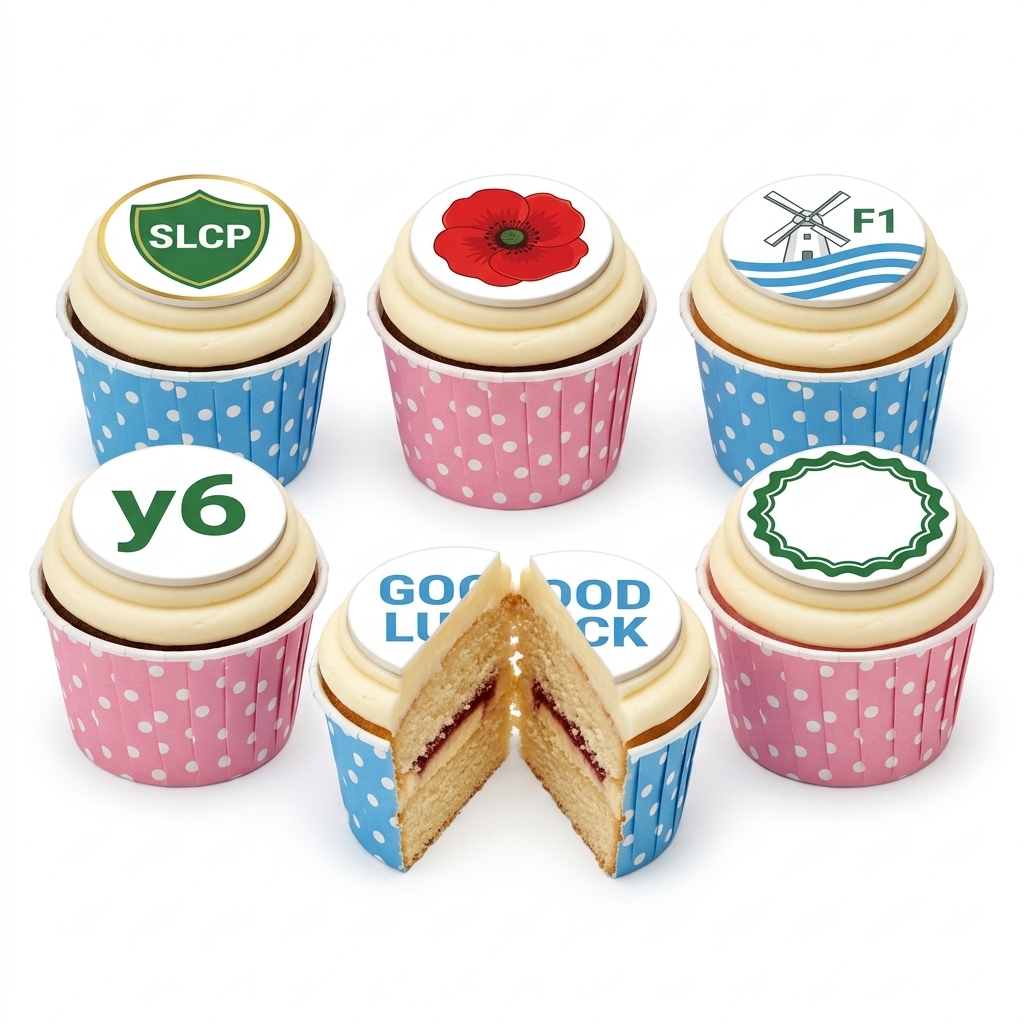 Good Luck Cupcakes with Custom Edible Toppers