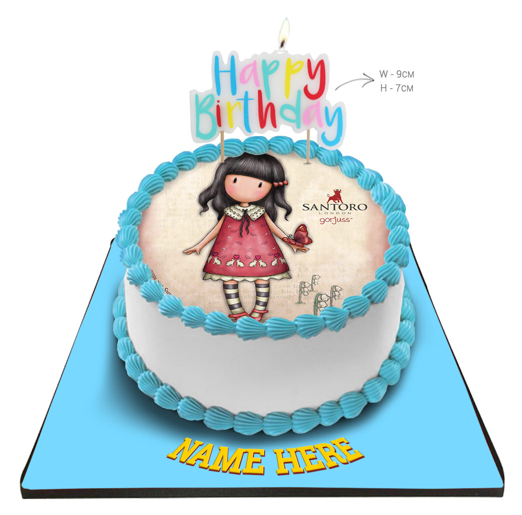 Gorjuss Cake with Happy Birthday Candle