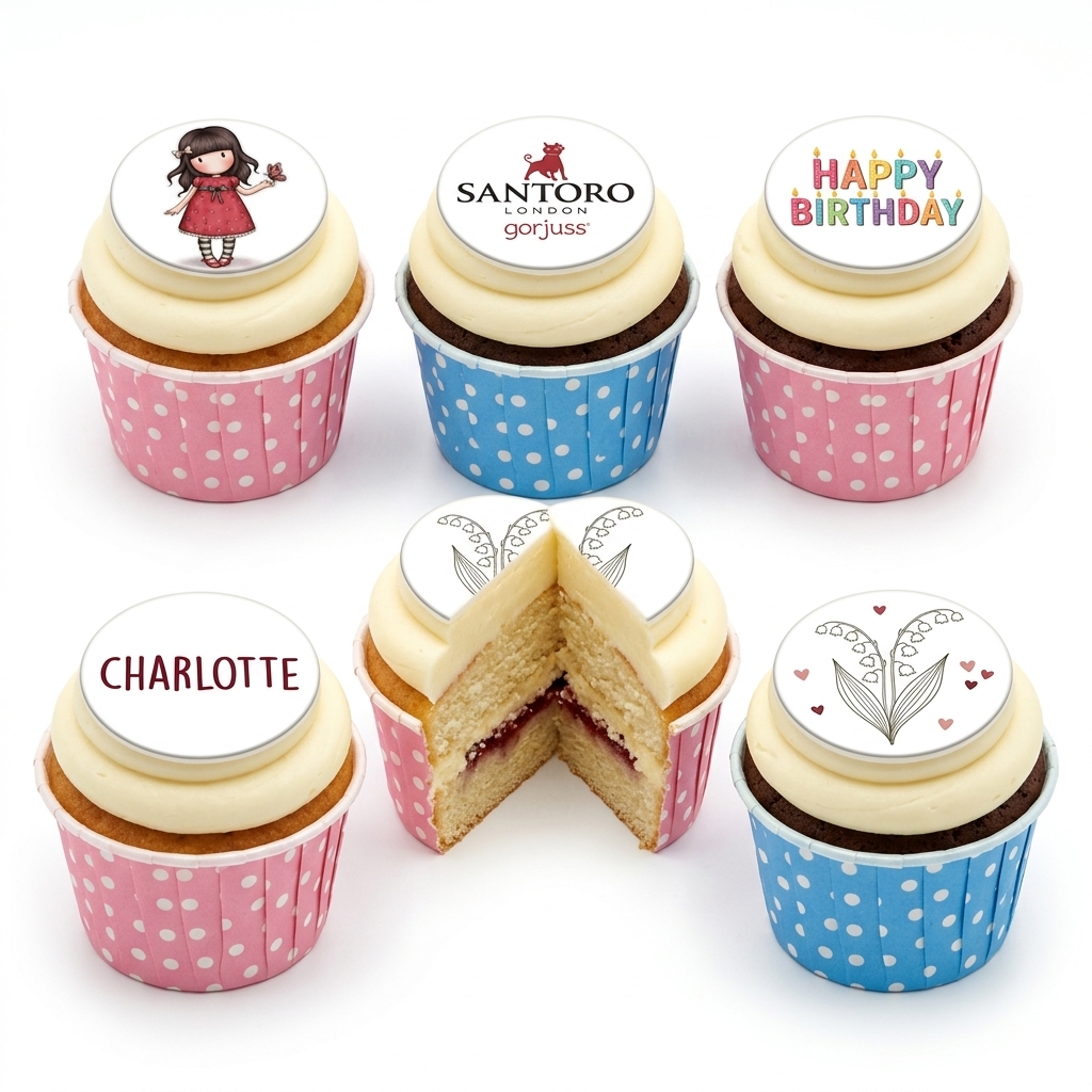 Gorjuss Birthday Cupcakes with Personalised Toppers