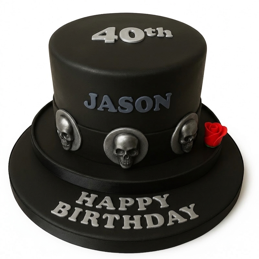 Gothic Skull Top Hat Birthday Cake