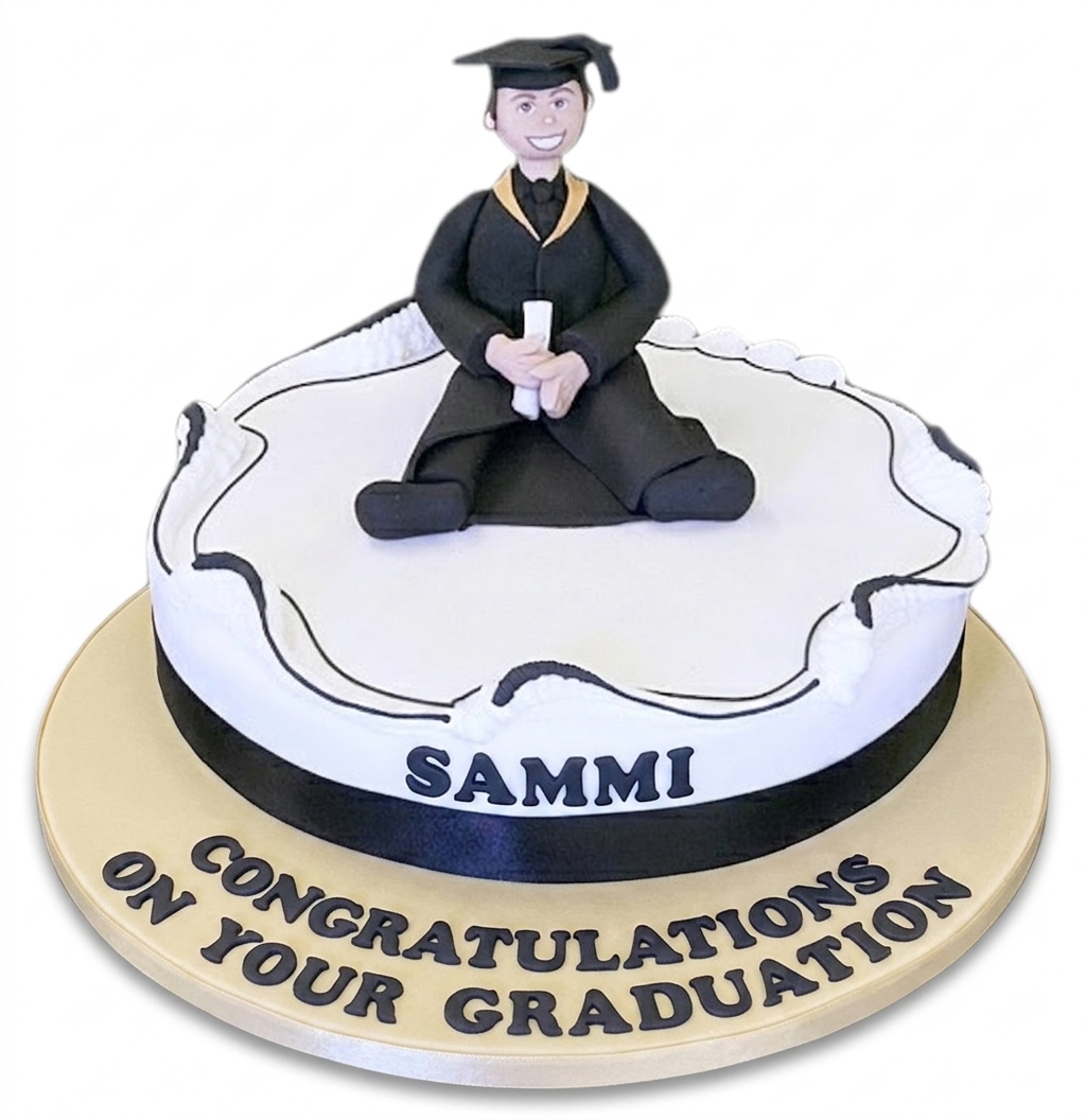 Graduation Cake with Custom Topper