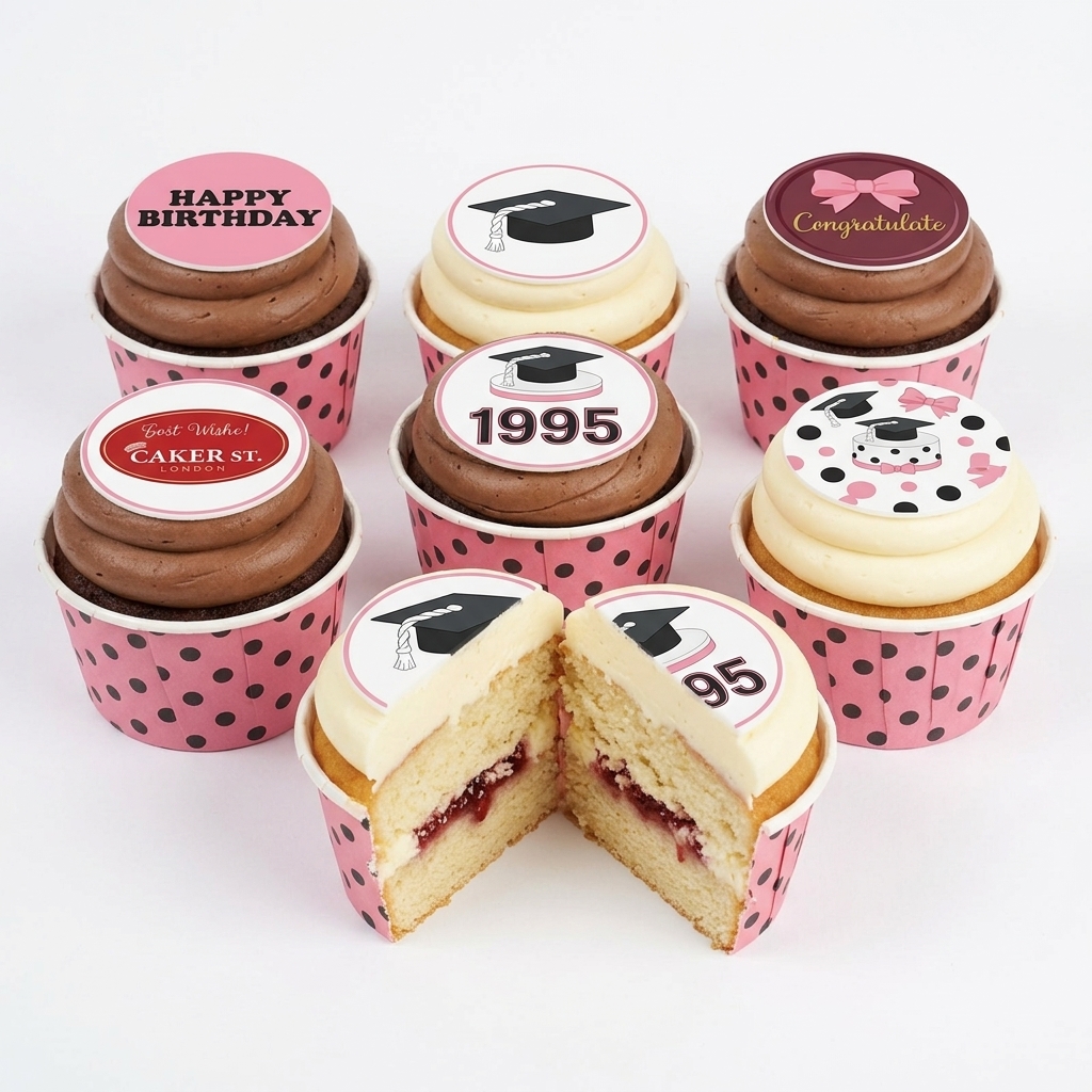 Graduation Celebration Cupcakes with Custom Year Toppers
