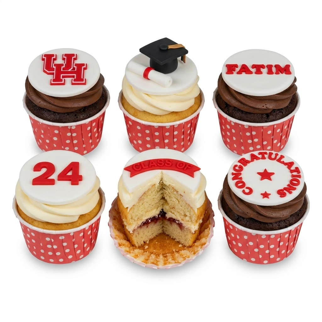 Graduation Celebration Cupcakes with Custom Toppers