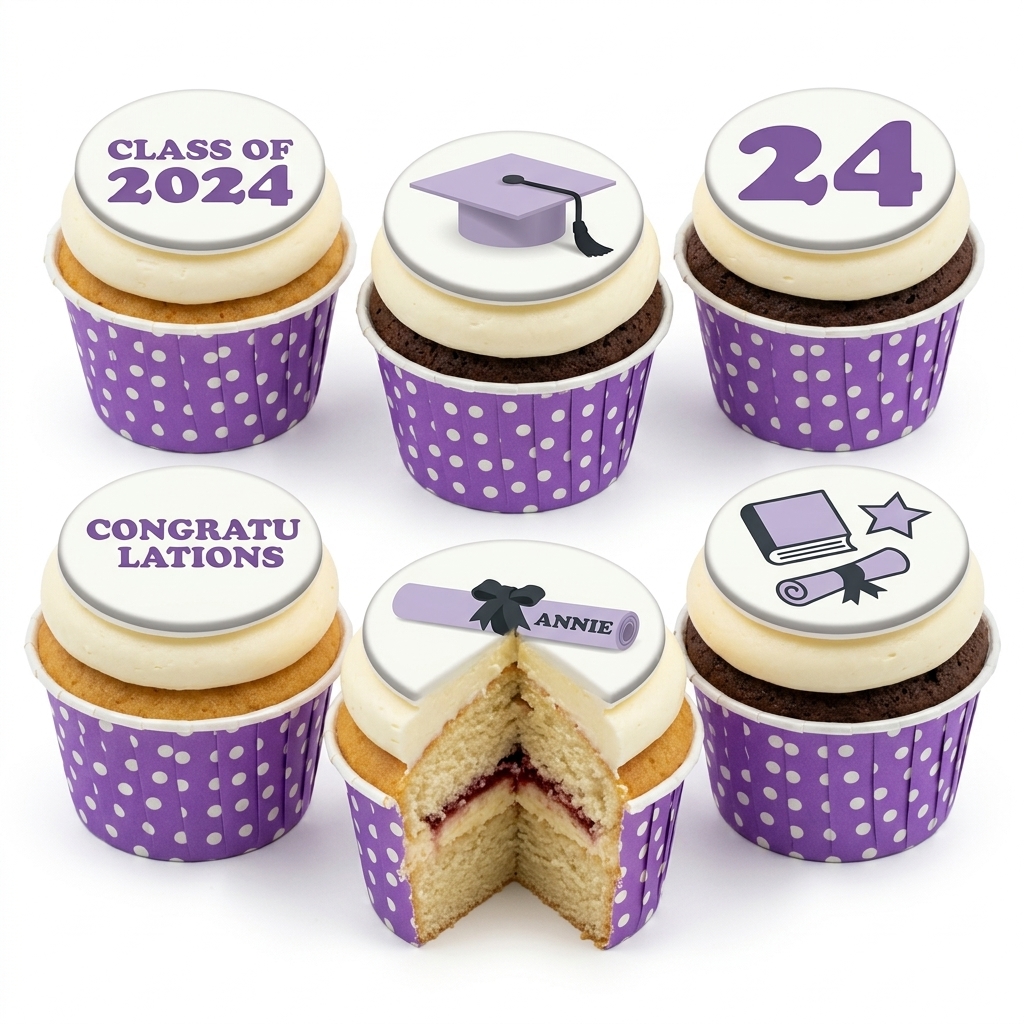 Graduation Celebration Cupcakes with Custom Toppers