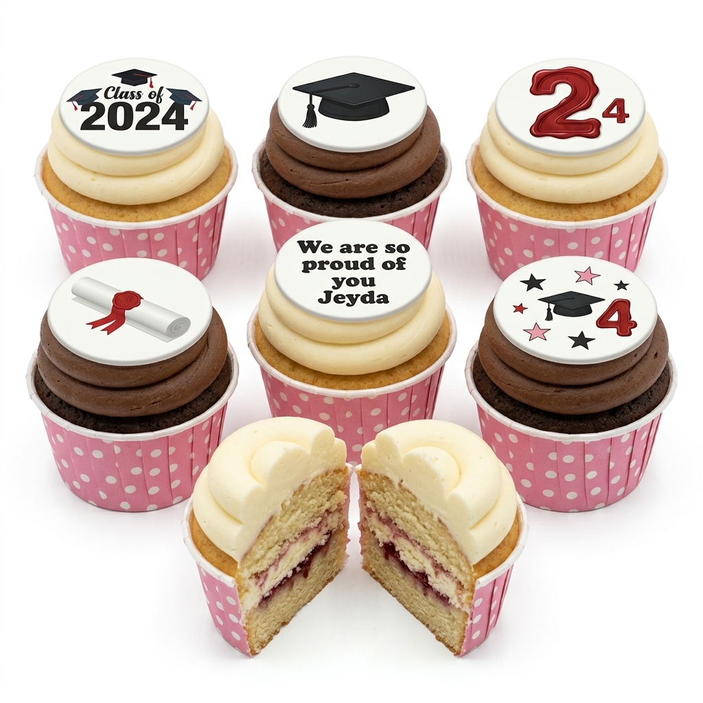 Graduation Cupcakes with Class of 2024 Toppers