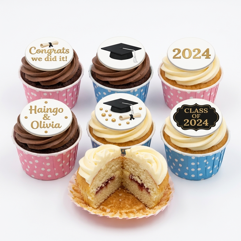 Graduation Cupcakes with Custom Toppers
