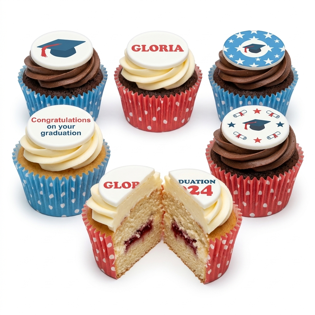 Graduation Cupcakes with Custom Toppers