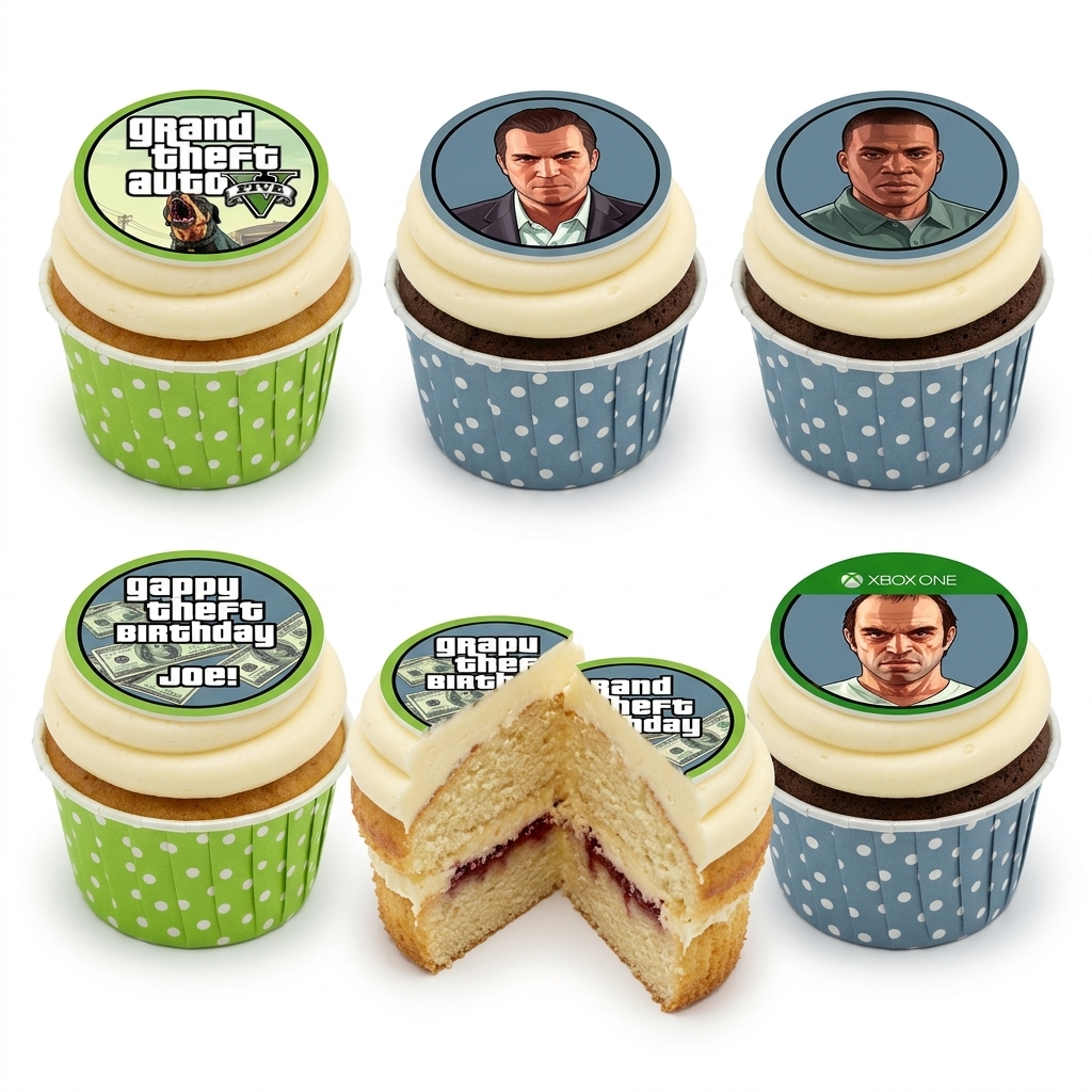 Grand Theft Auto V Gaming Birthday Cupcakes