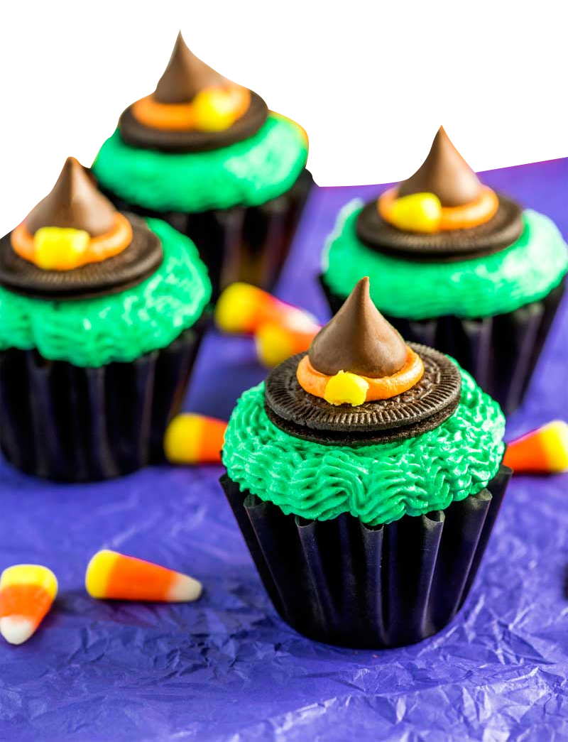 Green Frosting Halloween Cupcakes