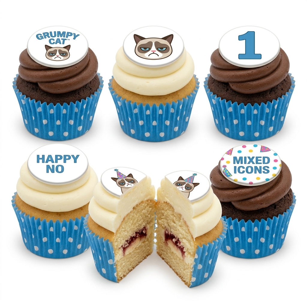 Grumpy Cat Birthday Cupcakes with Custom Age Topper