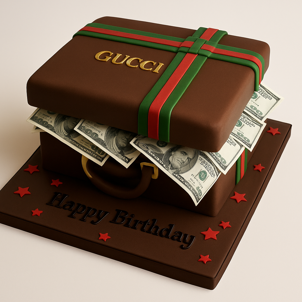 Gucci Bag with money theme Cake