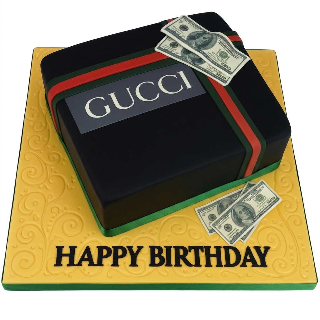 Designer Gift Box Birthday Cake with Money Theme