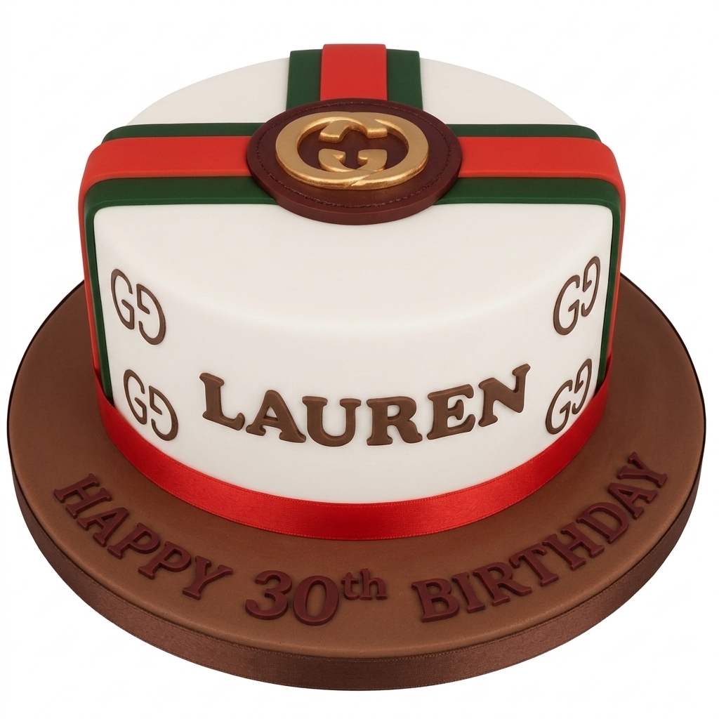 Gucci Inspired Birthday Cake with Custom Name & Age