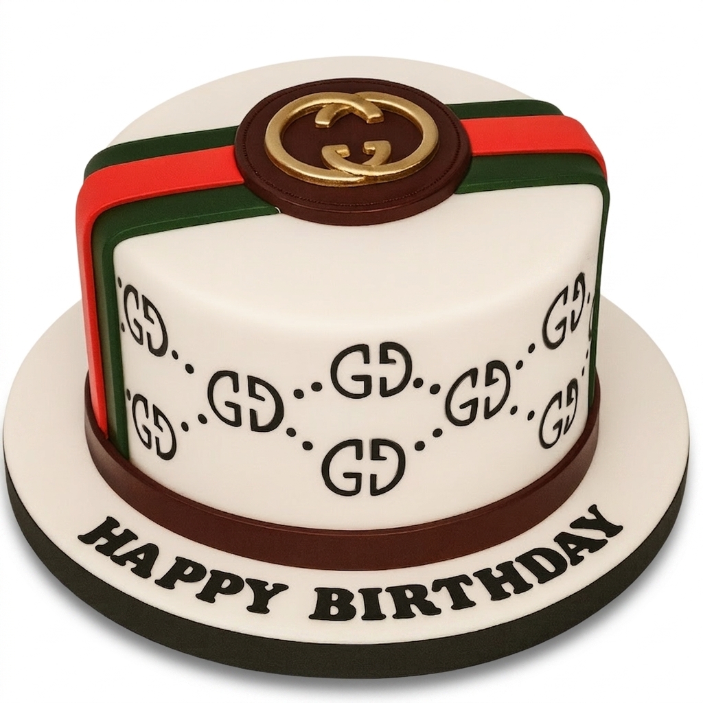 Designer Gucci Birthday Cake with Iconic Stripes