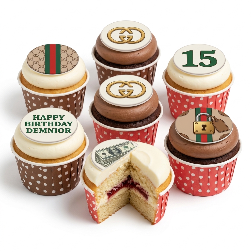 Gucci Style Birthday Cupcakes