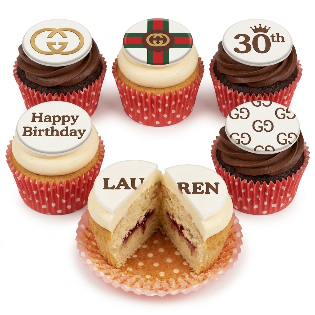 Gucci Birthday Cupcakes with Custom Age & Name
