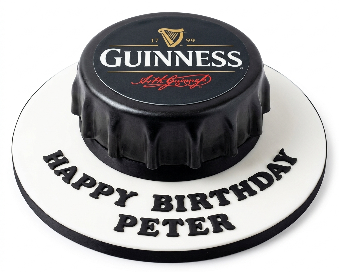 Guinness Beer Bottle Cap Birthday Cake