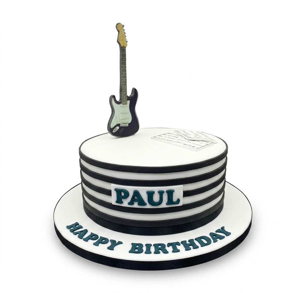 Guitar Theme Birthday Cake for Him