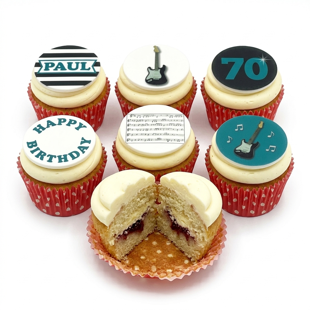 Guitar Theme Birthday Cupcakes with Custom Age