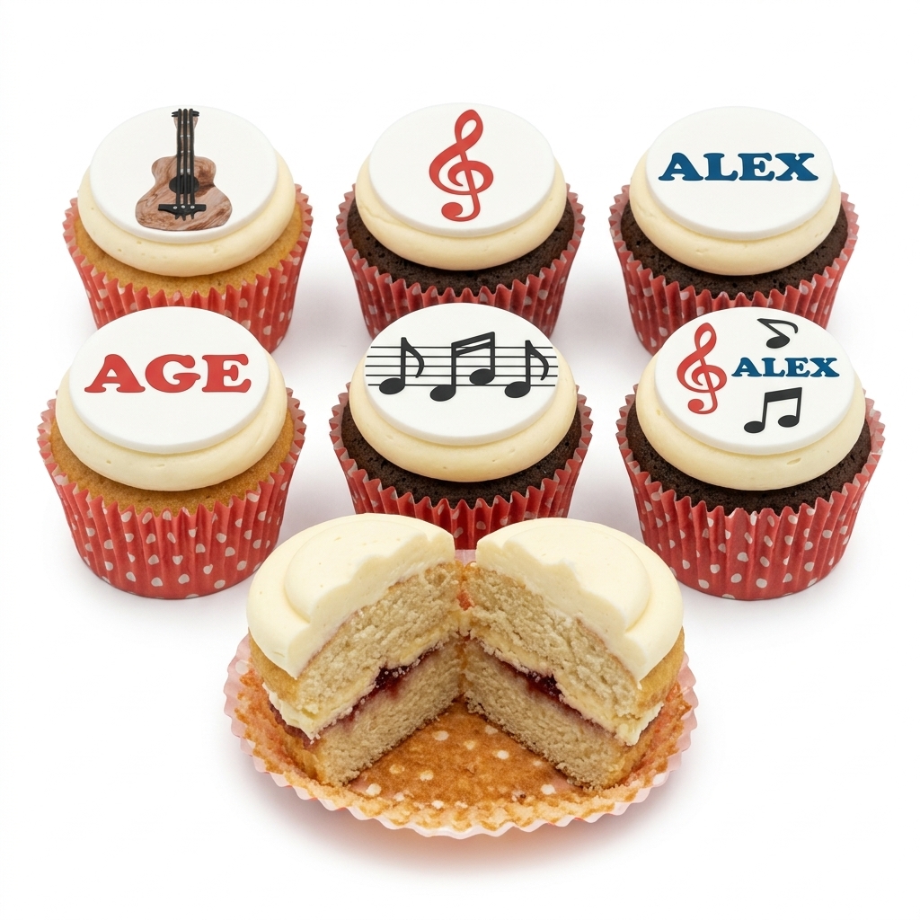 Musical Theme Birthday Cupcakes with Custom Age & Name