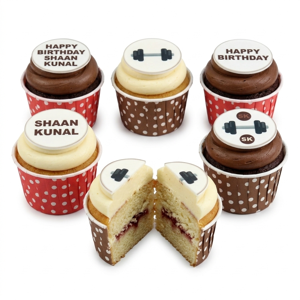 Gym Birthday Cupcake Set with Personalised Toppers